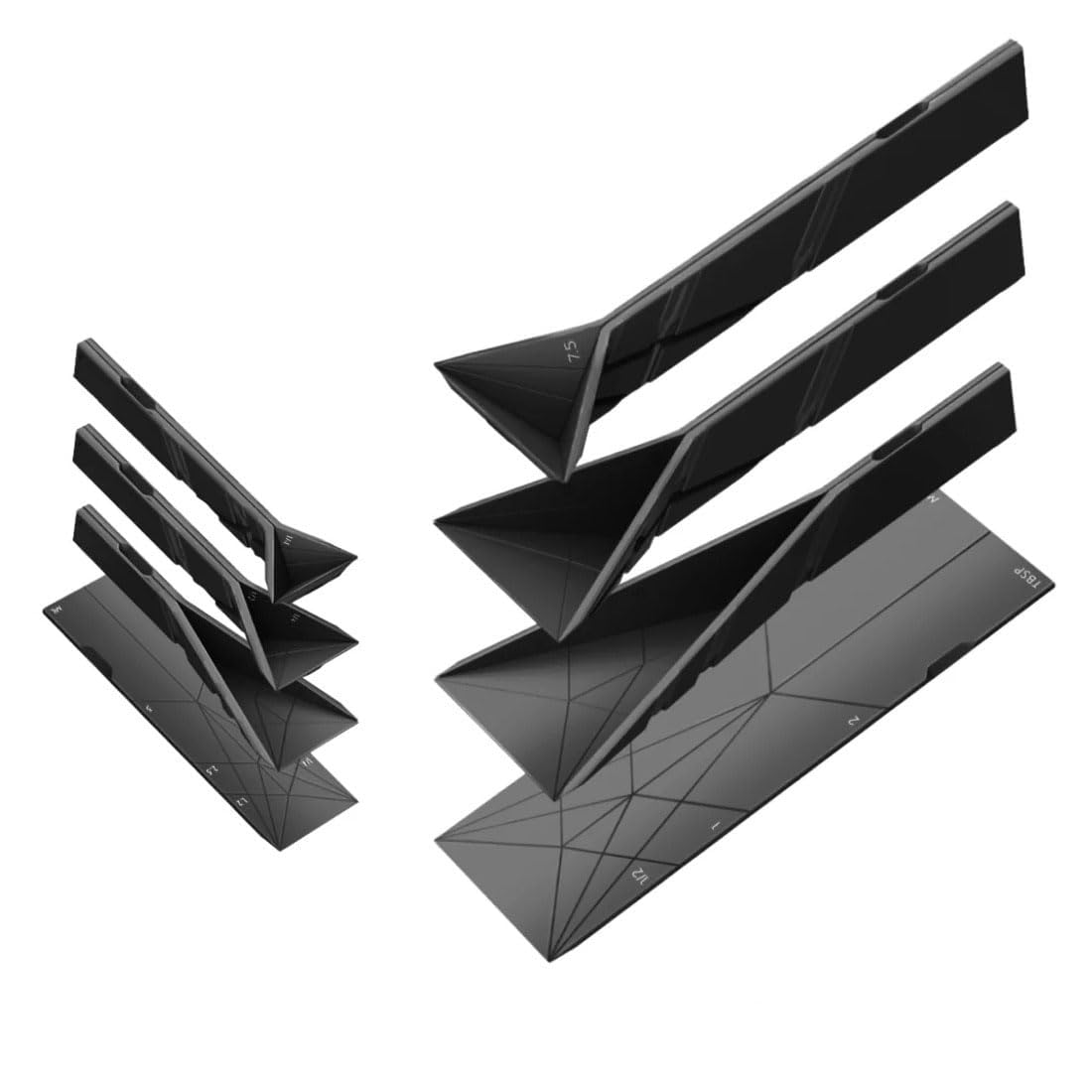 Polygons Flat 3-In-1 Measuring Spoons, 2 Spoons with 6 Different Sizes, Magnetic Multifunction Folds Folds Flat Kitchen Gadget Utensils for Various Ingredients