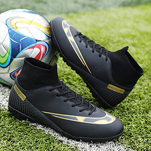 Cerythrina Mens Soccer Boots Boys Cleats Competition Athletic High-Top Comfortable Sock Football Boots Breathable Professional Trainings Soccer Shoe Outdoor Indoor Athletic Sneaker Shoes Black 41 #TOP3
