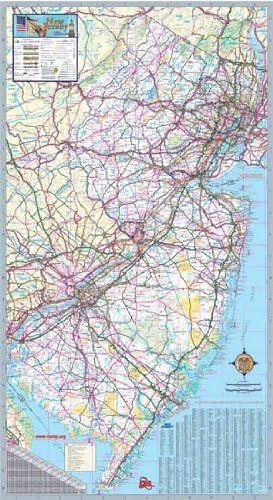 36x64 New Jersey - Mapa de pared laminado oficial del Estado