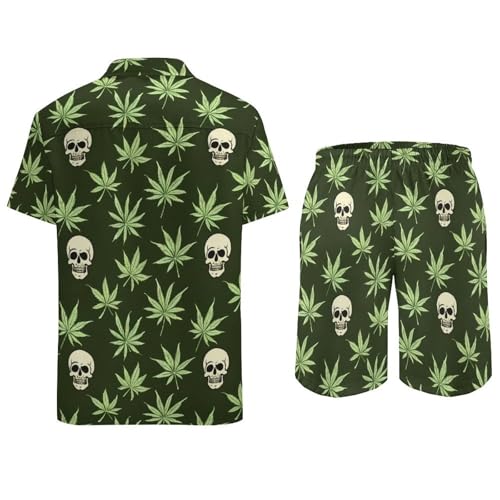 Skull Weed Men's Hawaiian Set Casual Short Sleeve Shirt And Shorts Suits Outfits Beach Shirt 2 Piece4