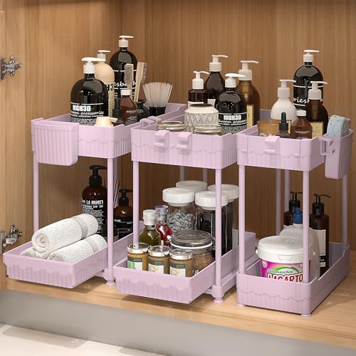 3 Pack Under Sink Organizers, 2-Tier Multi-Use Kitchen