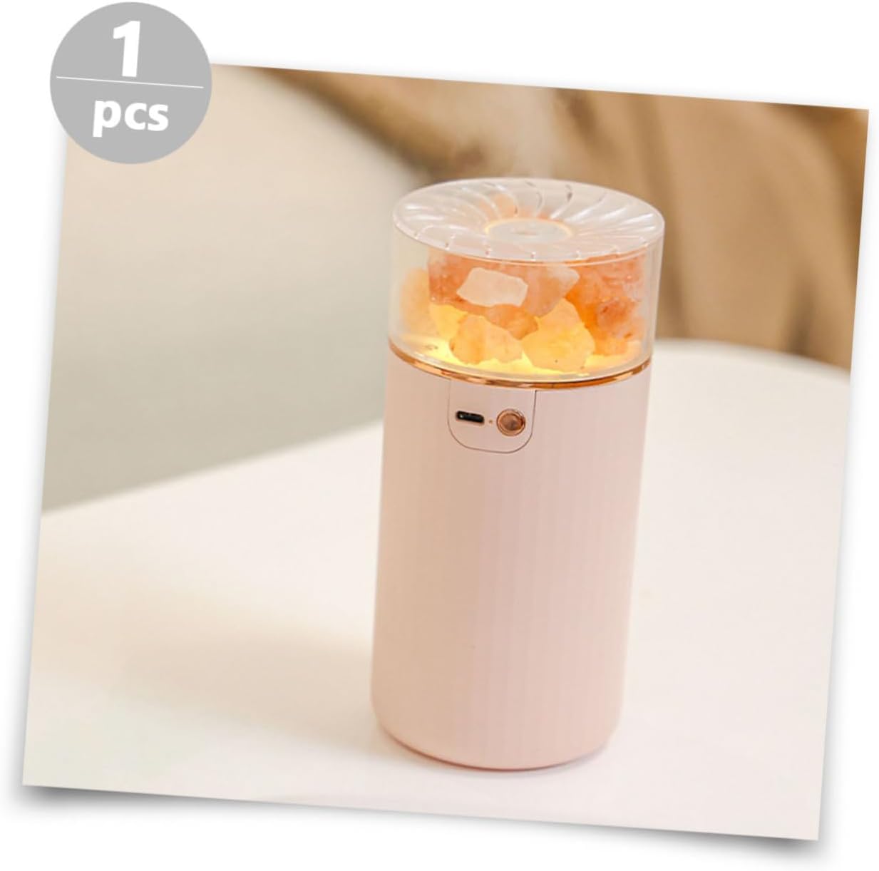 Difusor de Aire 1 Juego humidificador difusor de Aroma nebulizadores for el hogar humidificador de Aroma Interior Niebla Ajustable humidificadores de Gran Capacidad Sal Roca(Pink)
