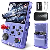 Retro Handheld Game Console, DC35V Retro Gaming Console 3.5’’IPS Screen Open Source Linux System Built-In 20000+Classic Games, 20+Emulators, Portable Video Gaming Console with 4000mAh Battery (Purple)