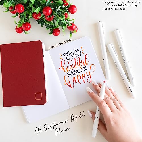 Image of NEORAH - A6 Notebook SOFT COVER | Journal REFILL | Unruled Notebook Journal | 110 GSM | 160 pages (Size 14.8 cm x 10.5 cm) Planner Journaling Writing Note Taking Diary- RED