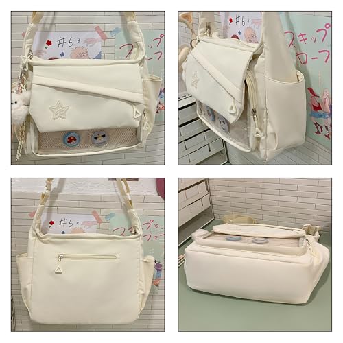 Cute Kawaii Crossbody Ita Bag with Clear Pocket for Pins, Aesthetic Y2K Star Perppy Anime Messenger Purse for Women3