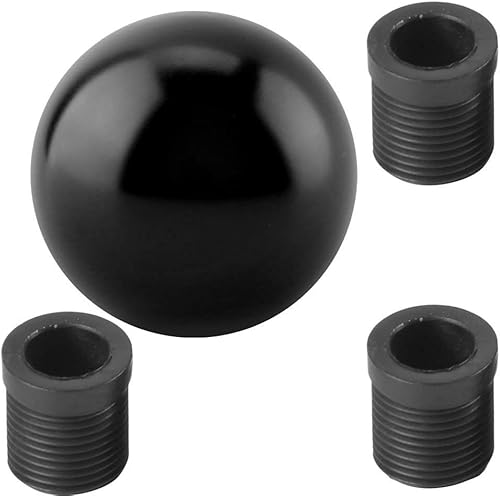 Miniatura 7 de Fydun Pomo de cambio universal negro con forma de bola redonda cabeza de cambio manual con 3 adaptadores