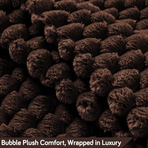 Image of HOKIPO Luxury Premium Rabbit Wool Plush Fluffy Sofa Cover, Sofa Throw for 1 Seater Sofa, 180(D) x 190(L) cm, 'BunnySoft Series' Dark Chocolate (AR-5073-DCHOC)