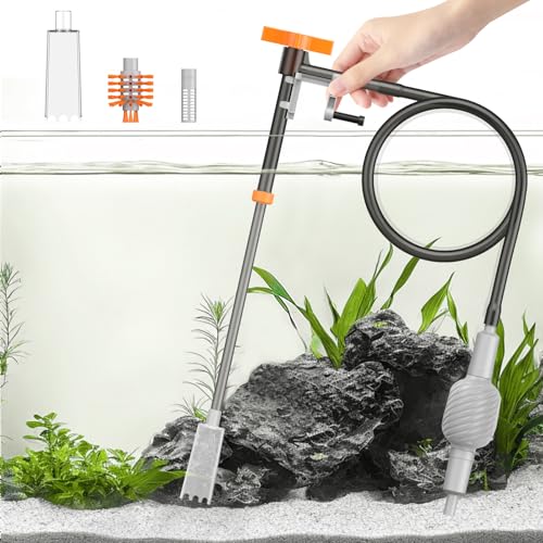 Pawfly 3 in 1 Aquarium Water Changer Kit, Fish Tank Siphon Vacuum Cleaner with 1 M Long Hose and Extendable Tubing, Manual Aquarium Gravel Cleaner Tools for Water Changing Sand Washing and Maintenance