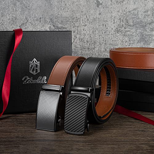 Image of Zitahli Leather Ratchet Belt for Men - 2 Pack Mens belt,Customizable Fit