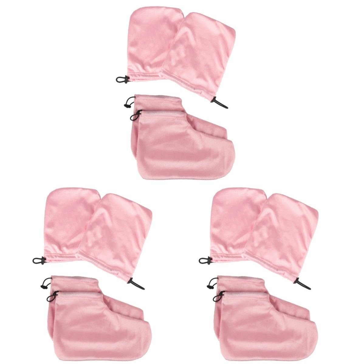 Didiseaon 6 Pares Set de Guantes y Cubre Pies para Parafina Felpa Rosa