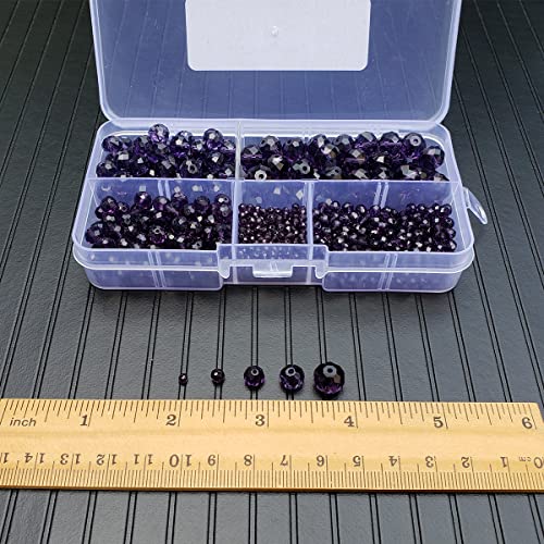 Image of Violet Rondelle Glass Beads for Jewelry Making, Faceted Briolette Crytal Spacer Beads for Bracelet Necklace Earring (2mm 4mm 6mm 8mm 10mm Mixed Sizes, 1000pcs)