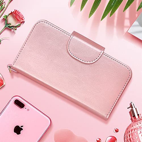 Fyy Compatible With Iphone 13 Pro Case, [Kickstand Feature] Luxury Pu Leather Wallet Case Flip Folio Cover With [Card Slots] And [Note Pockets] Case For Iphone 13 Pro 5G 6.1" Rose Gold #TOP7