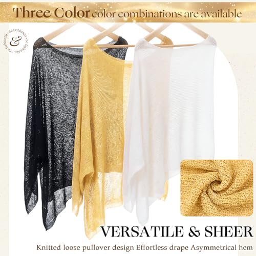 Image of Women Sheer Poncho Shrug Summer Sheer Blouse Top Lightweight Poncho Bolero for Evening Dress