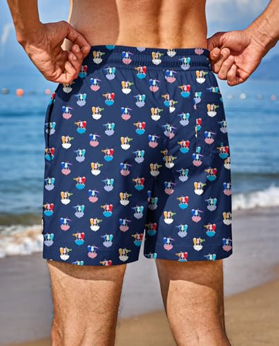 Image of Men's 5'' Swim Trunks with Compression Liner Graphic Beach Dry Fit Lightweight Bathing Shorts (S-XXL)