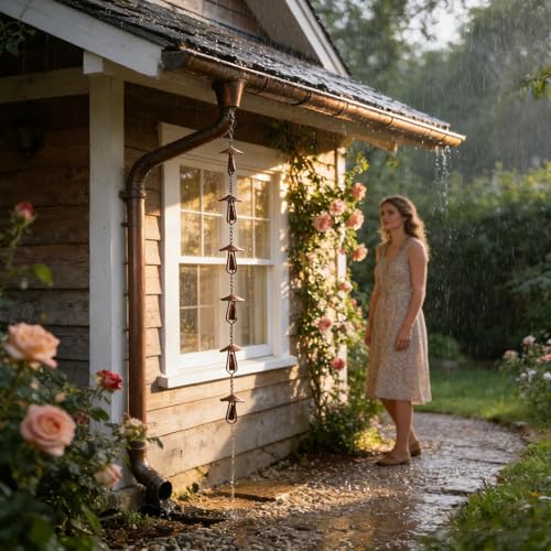 Chaîne de récupération d'eau de pluie en métal, suspension extérieure de jardin - 3