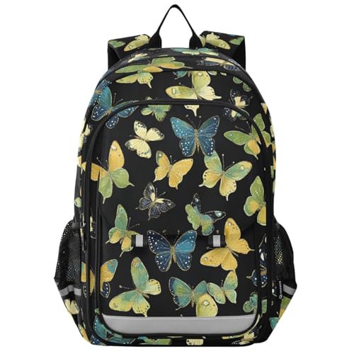 Sac à dos pour ordinateur portable enfants motif papillon vert décontracté pour école et loisirs