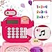 Cash Registers for Kids, Small Pretend Play Calculator Toy with, Realistic Sound Talking Effect, Develops Early Math Skills (Pink)