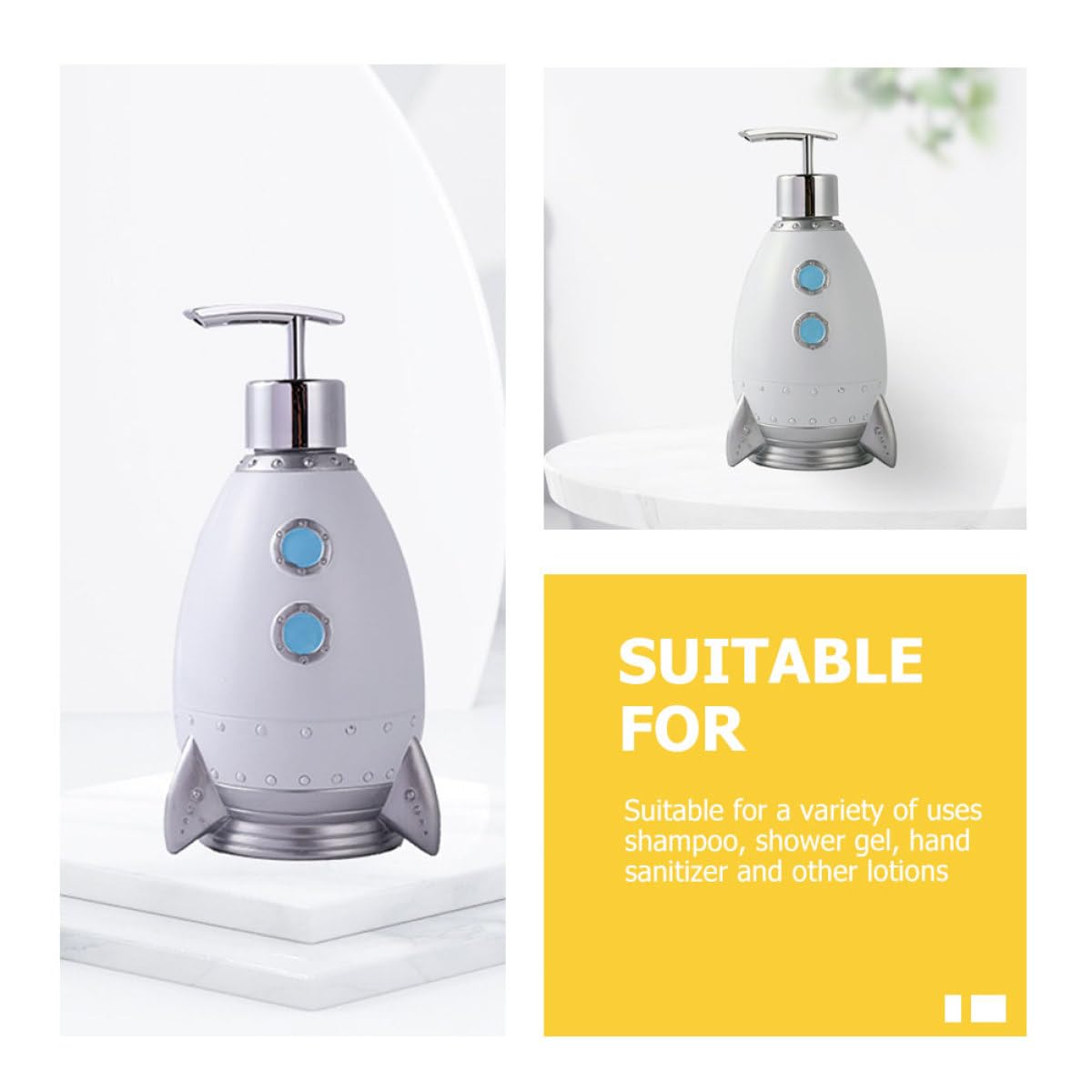 Dispensador de Jabón Recargable 400ml en Forma de Cohete