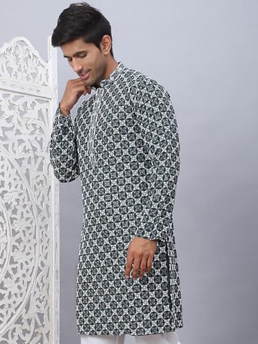 Image of Jompers Rayon Embroidered & Sequins Regular Fit Kurtas for Men.