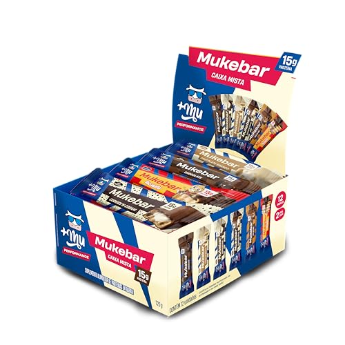 Barra de Proteína, Mais Mu, Mukebar, Sabores Mistos, 15g de Proteína, Zero Açúcar - Display 12 Unidades