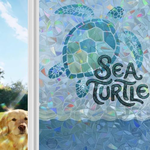 Película decorativa de ventana con tortuga azul miniatura 1