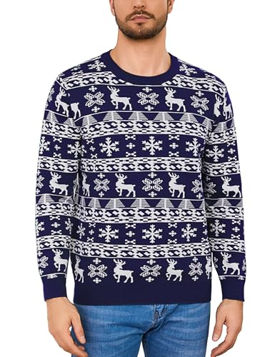Rentier Pullover Herren 26 Litherday Herren Weihnachtspullover Weihnachten Pullover Rundhals...