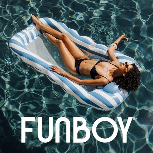 FUNBOY Blue & White Cabana Striped Mesh Pool Lounger, 70" by FUNBOY - Used condition - Image 6