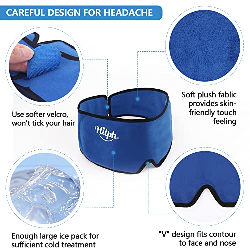 Hilph Headache Cold Pack Migraine Relief Head Ice Pack Wrap, Reusable Cold Compress Head Wrap Chemo Cold Packs For Headache Relief, Puffy Eyes, Sinus Relief, Tension And Stress Relief (Blue) #TOP2