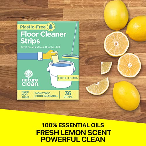 Nature Clean All Natural Wood Floor Cleaner For Mopping Strips, 36 Count, Non-Toxic, Plastic-Free Packaging & Zero Waste & To Use On Hardwood Wood Ceramic Tile Linoleum Laminate Vinyl Marble Bamboo & More. Eco-Friendly Products For Floor Cleaning Solution Sheets, Septic Safe & Biodegradable. #TOP7