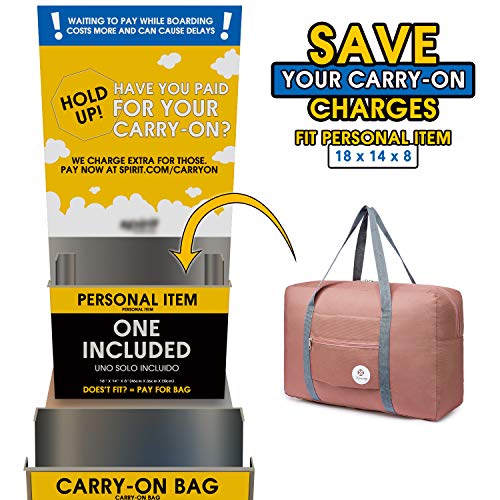 For Airlines Foldable Travel Duffel Bag Tote Carry on Luggage Sport Duffle Weekender Overnight for Women and Girls (1112-Orange)