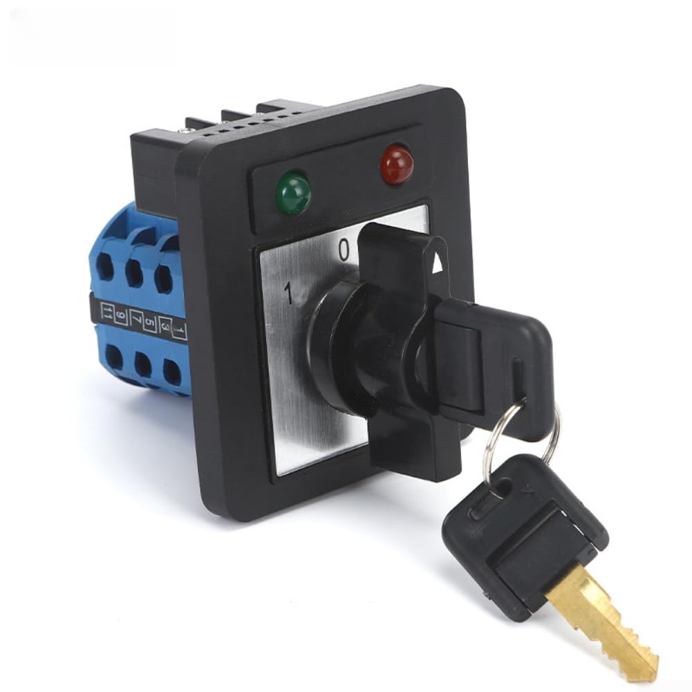 Interrupteur rotatif 20 A avec 3 positions et 3 sections, interrupteur à came avec voyant lumineux et verrouillage, 440 V/660 V AC-15 DC-13 pour armoire électrique et industrie et installations