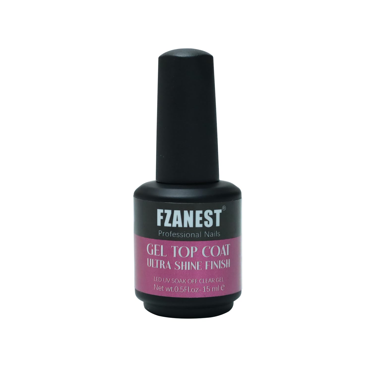 FZANEST Gel Top Coat 15ml - No Wipe Top Coat Glossy Shine Finish Long Lasting Soak Off Nail Clear UV Gel Nail Polish Salon Quality Nail Art Design for Home Use Beauty Gift