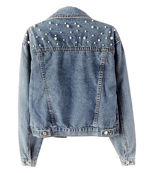 Custom Pearl Denim Jacket Personalized Text Embroidery Fashion Vintage Top Customized Wedding Jackets for Bride3