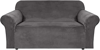 E EBETA 2 Places Housses de canapé Élastique Housses de Coussin, Revêtement de Canapé Velours Housses de canapé (Gris, 2 Place pour canapé Longueur 145-185 cm)