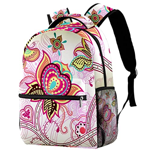 Mochila para portátil resistente de bosquejo floral y acabados reforzados