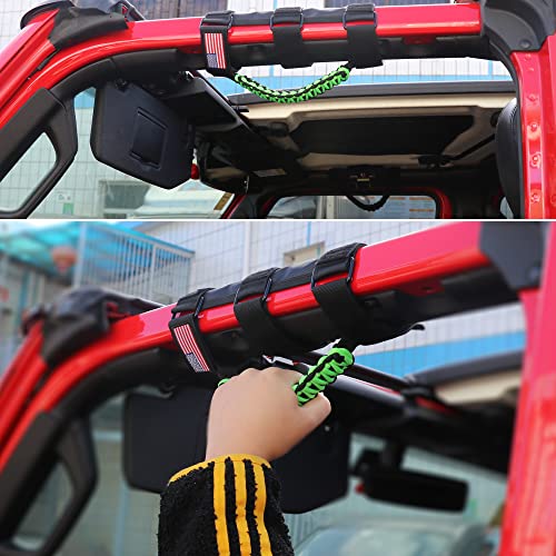 Bestaoo 2 X Roll Bar Grab Handles Paracord Grip Handle For Jeep Wrangler Yj Tj Jk Jl & Gladiator Jt 1955-2022 Utv Atv, Fit For 2 To 4-Inch Roll Bars, Upgrade Metal Buckle (Green) #TOP6