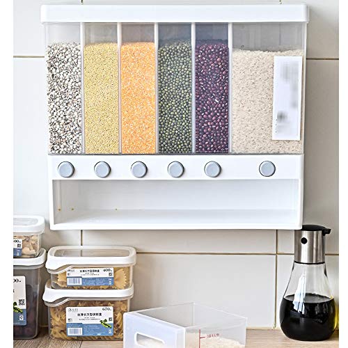 352.7 Oz Wall Mounted Laundry Scent Beads Dispenser- 6-Grid 12L Large Capacity Storage Dry Food Dispenser, Laundry Scent Beads, Free Control of Food Output