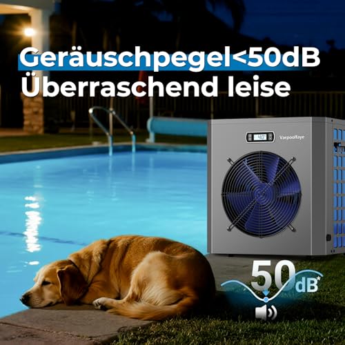 Varpoolfaye 5KW Elektrische Pool Wärmepumpe Für Aufstellpool Poolheizung Wärmepumpe Schwimmbad Bis 20.000 l 20 m³ Wifi Steuerung 220v 240v 50Hz