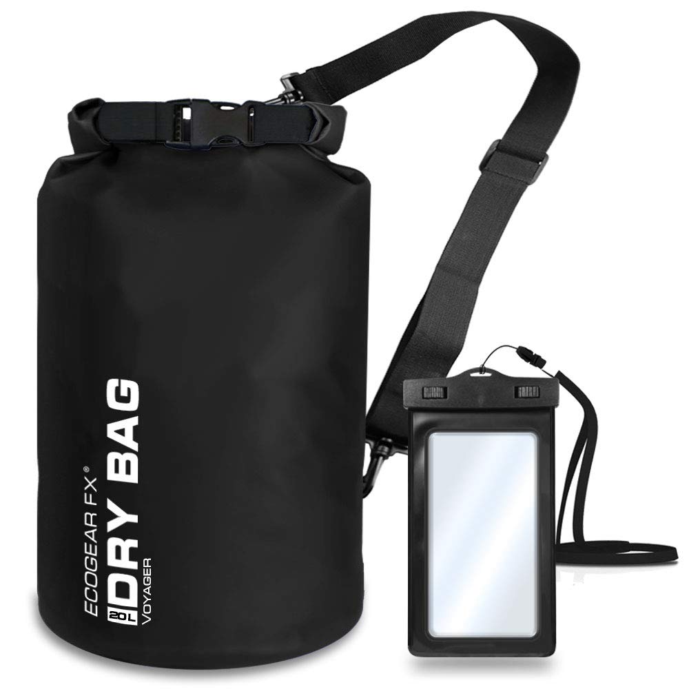 EcoGear FXHeavy Duty Waterproof Dry Bag Voyager Series - Durable Roll Top Compression Bag -Kayaking, Rafting, Boating, Hiking, Fishing and Camping 10L black