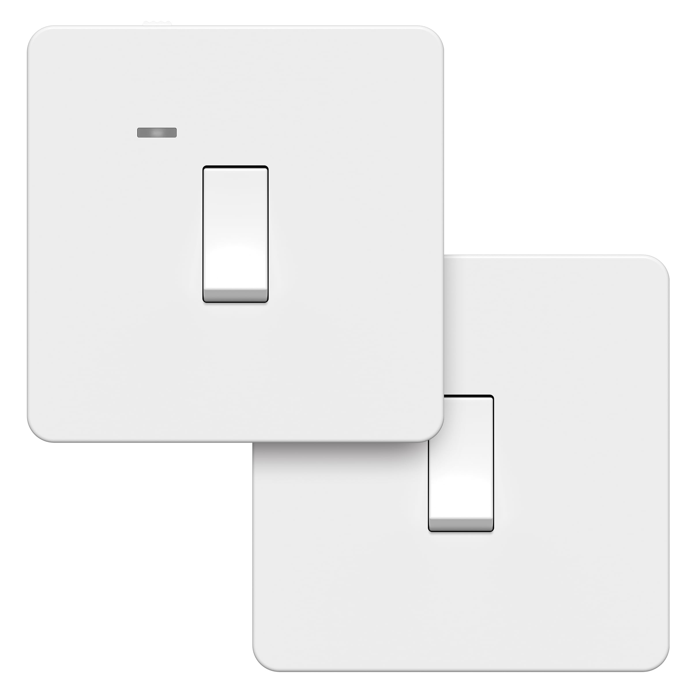 LIDER 1-Gang Light Switch with LED Guide Light, 1-Way/2-Way, Daylight Sensor, 3000K Warm White, Adjustable Night Light, UKCA Certified, Plastic Plate Cover, White, 2 Pack