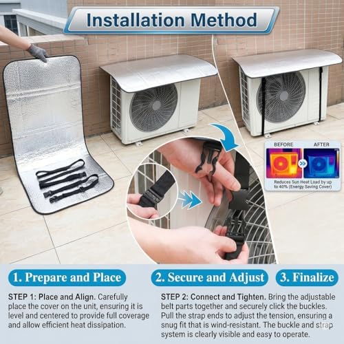 Image of GoKoo Premium Split AC Outdoor Unit Cover - Heavy-Duty Weatherproof & Heat-Insulated Shield for Sun, Rain, Dust & Snow - Boosts Energy Efficiency & Extends AC Life (all size)