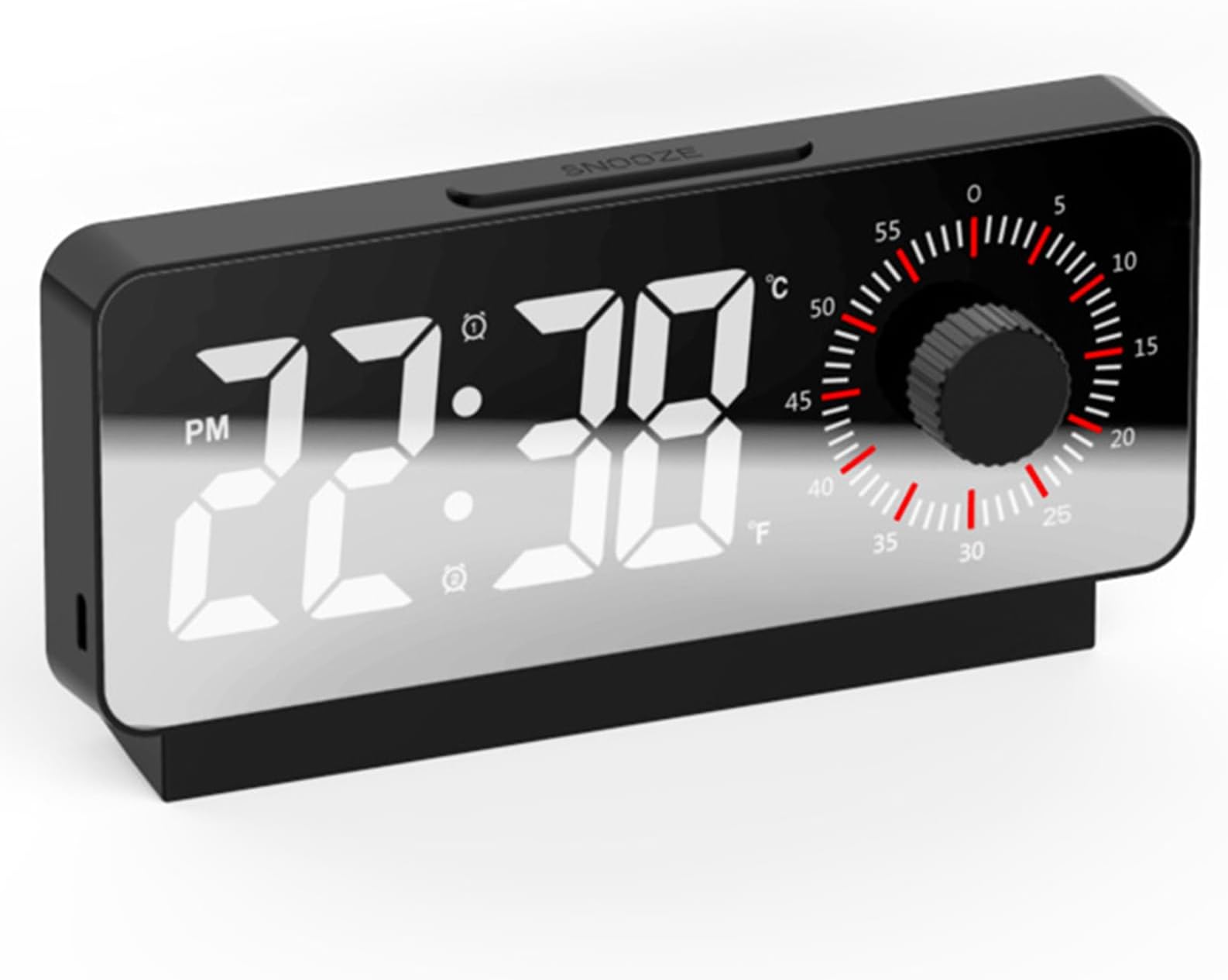 MOSHOU Visual Timer Rechargeable, LED Screen Digital Timer Clock, Time Management with Temperature Display/Two Alarm Clock/Lighting at Night, Time Management Tool for Office, Study, Cooking