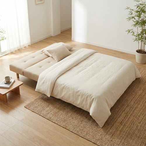 折りたたみ式ソファベッド 小坪数寝室向け 一人用二人用両用 ベランダ使用可 多機能和風畳仕様 省スペース 来客用昼寝用 (Medium,ライトブルー) [5]