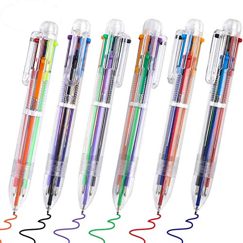 Eeoyu 15 Pack Multicolor Pens 0.5Mm 6-In-1 Retractable Ballpoint Pens 6 Colors Transparent Barrel Ballpoint Pen For Office School Supplies Students Children Gift #TOP3
