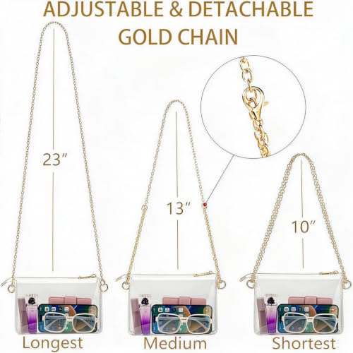 Image of Clear Purse for Women - Clear Bag for Stadium Events, Clear Purse with Detachable Strap, 2 Style to Replace