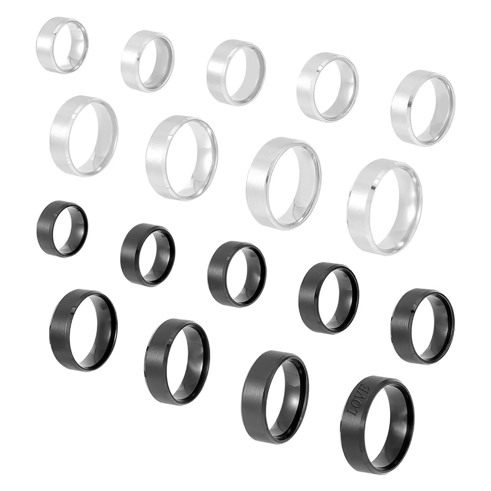 UNICRAFTALE about 18pcs 2 Colors 9 Sizes Stainless Steel Laser Inscription Plain Blank Finger Ring Metal Wedding Ring Classical Plain Ring for Jewelry Making Gift