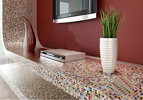 Hominter 11-Sheets Multi Colored Ceramic Mosaic Floor Tile, Small Square Glazed Porcelain Tile, Bathroom Tiles Shower Wall Backsplash Ta401 #TOP7
