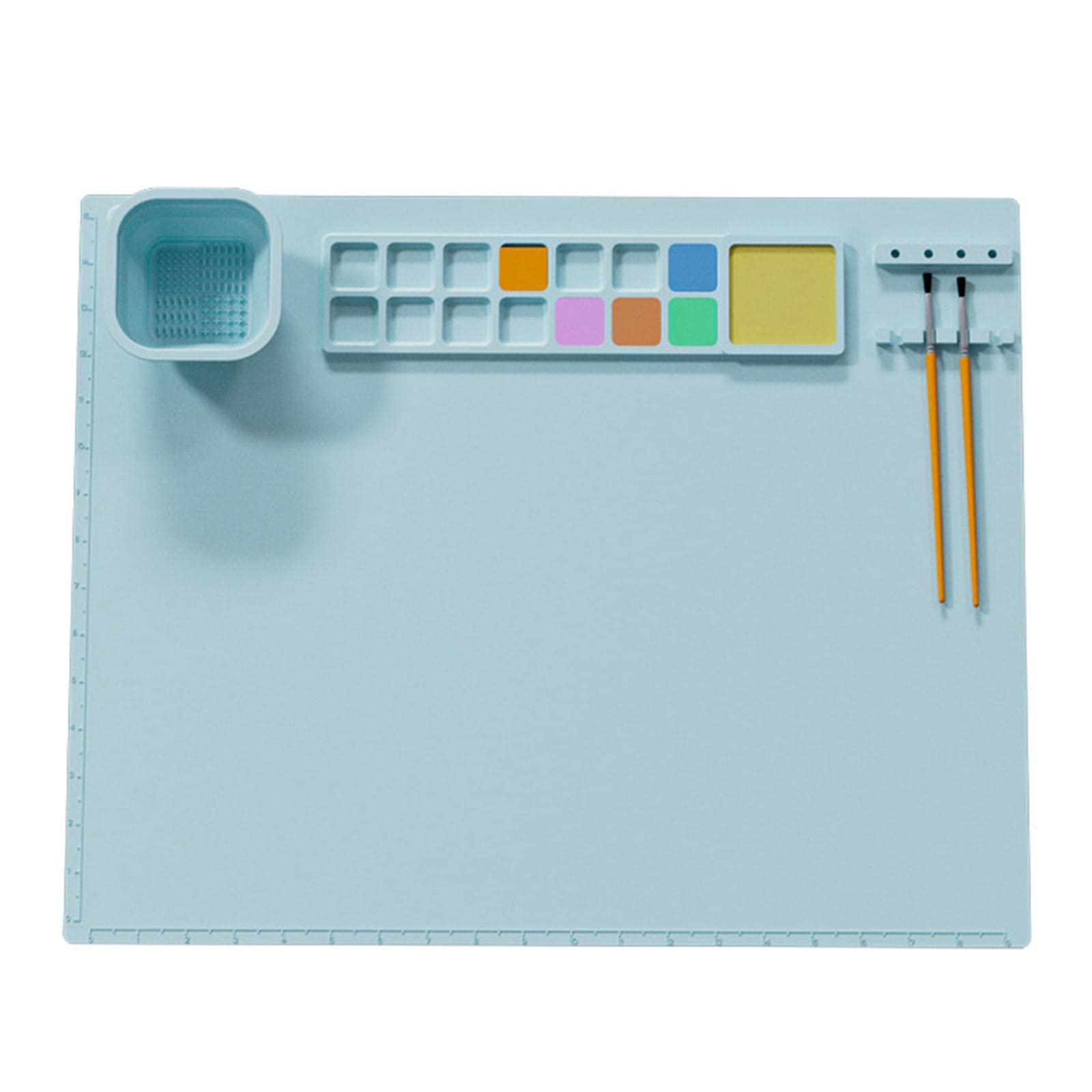 Tappetino in Silicone per Pittura Artigianale, Grande Tappetino in Silicone per Colata di Resina, Tappetino Antiaderente con Tazza di Pulizia, Divisor, Blu