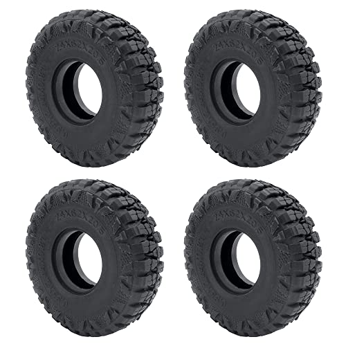 WEFEINO 4Pcs 1.0" Crawler Tires Soft Rubber Tires 62mm for 1/24 Axial SCX24 Deadbolt Bronco RC Crawler Car (b)