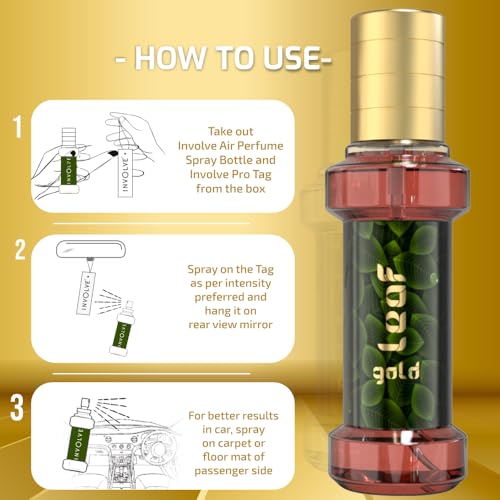 Image of Involve Your Senses Rainforest Gold Leaf Car Perfume Spray (30ml) | Luxury Fine Fragrance Air Freshener | Long Lasting Car Perfume | Car Accessories Interior | Car Freshener | Car Accessories 2026